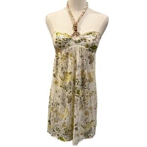Free People Tunic Mini Dress Halter Rope Braid Floral 2 Flowy Y2k Boho Indie